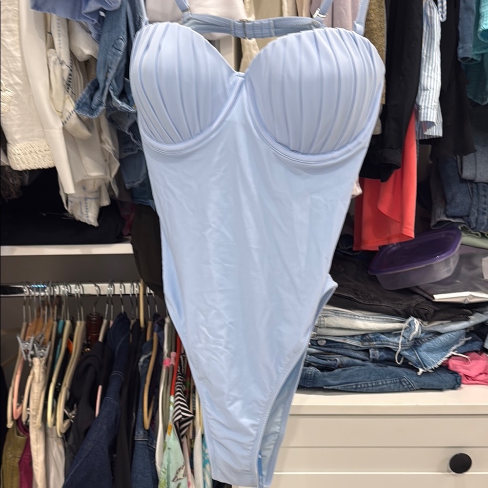 Cupshe Light Blue One Piece Swimsuit